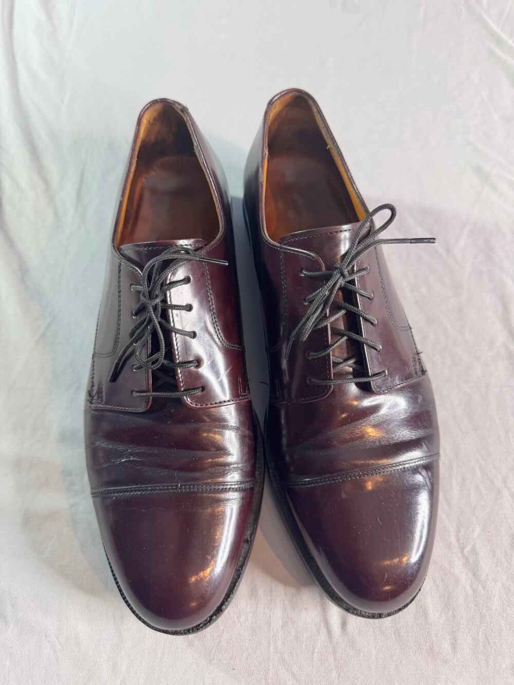 Vintage Cole Haan Mens 11 D Burgundy Leather Cap Toe Oxford Dress Shoes
